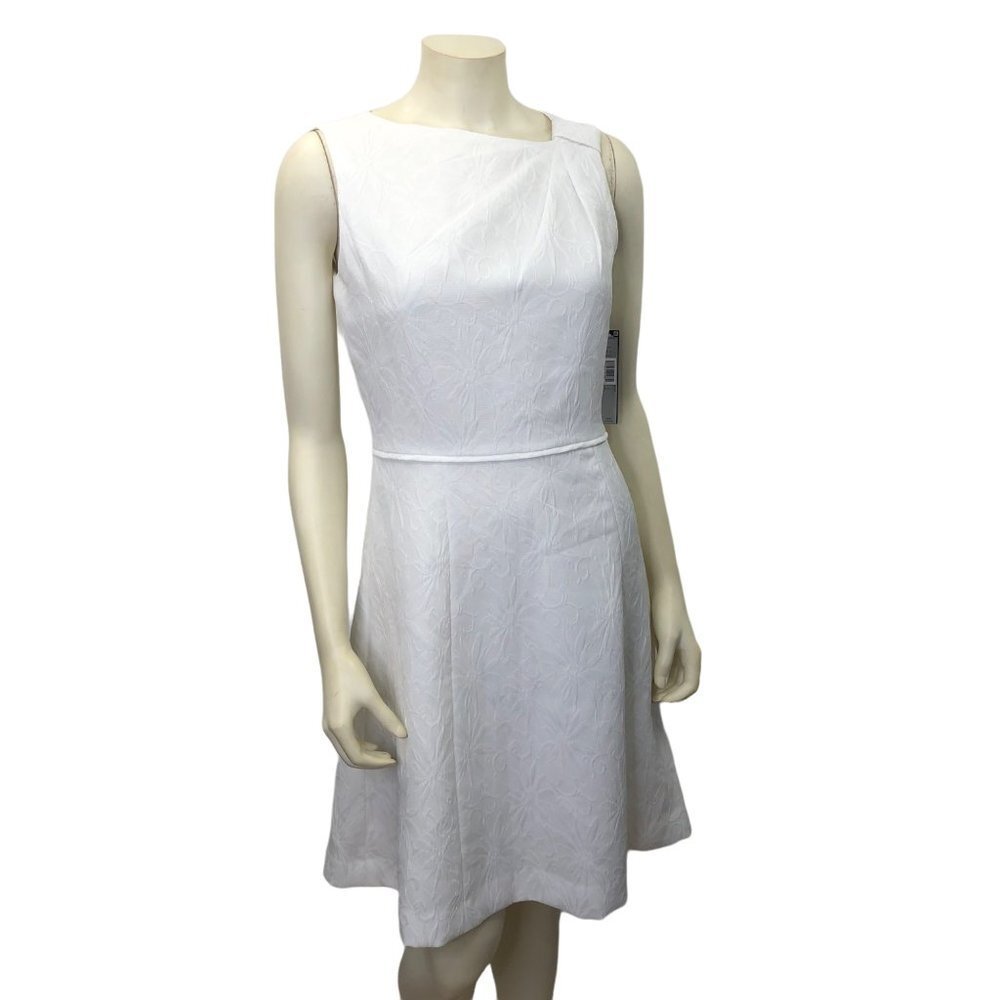 Tahari-Levine White Sleeveless A Line Dress Sz 4 New With Tag